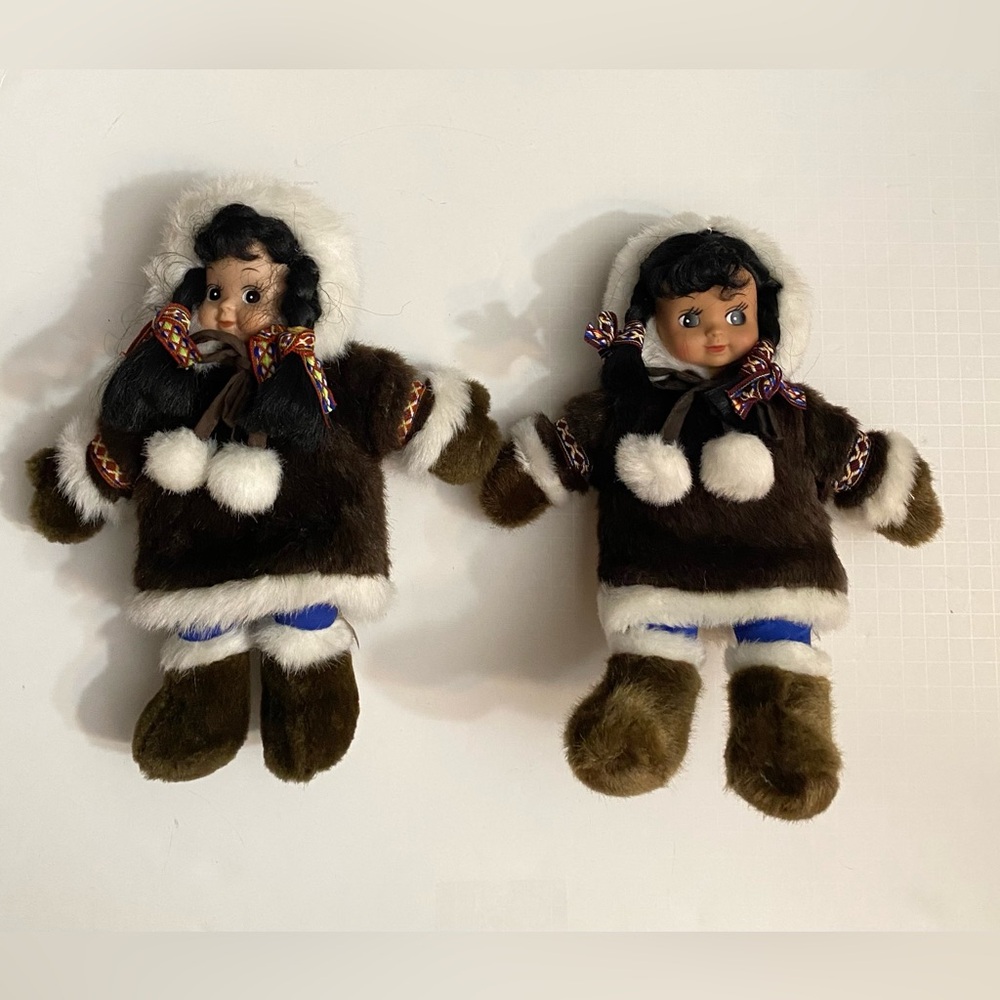 Alaskan Friends Genuine Native Style Girl 2 Dolls Plush Stuffed Toy